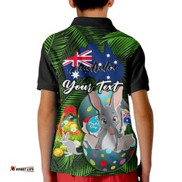 Custom Personalised Australia Easter Day Polo Shirt KID Bilby With Eggs Tropical Style