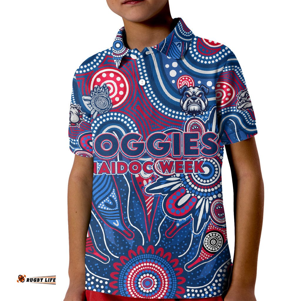 Personalised Bulldogs NAIDOC Week 2024 Kid Polo Shirt Aussie Aboriginal Art