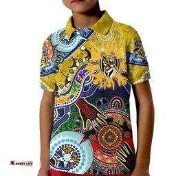 Custom NAIDOC Week 2024 Richmond Tiger Kid Polo Shirt Australia Aboriginal Dot Painting