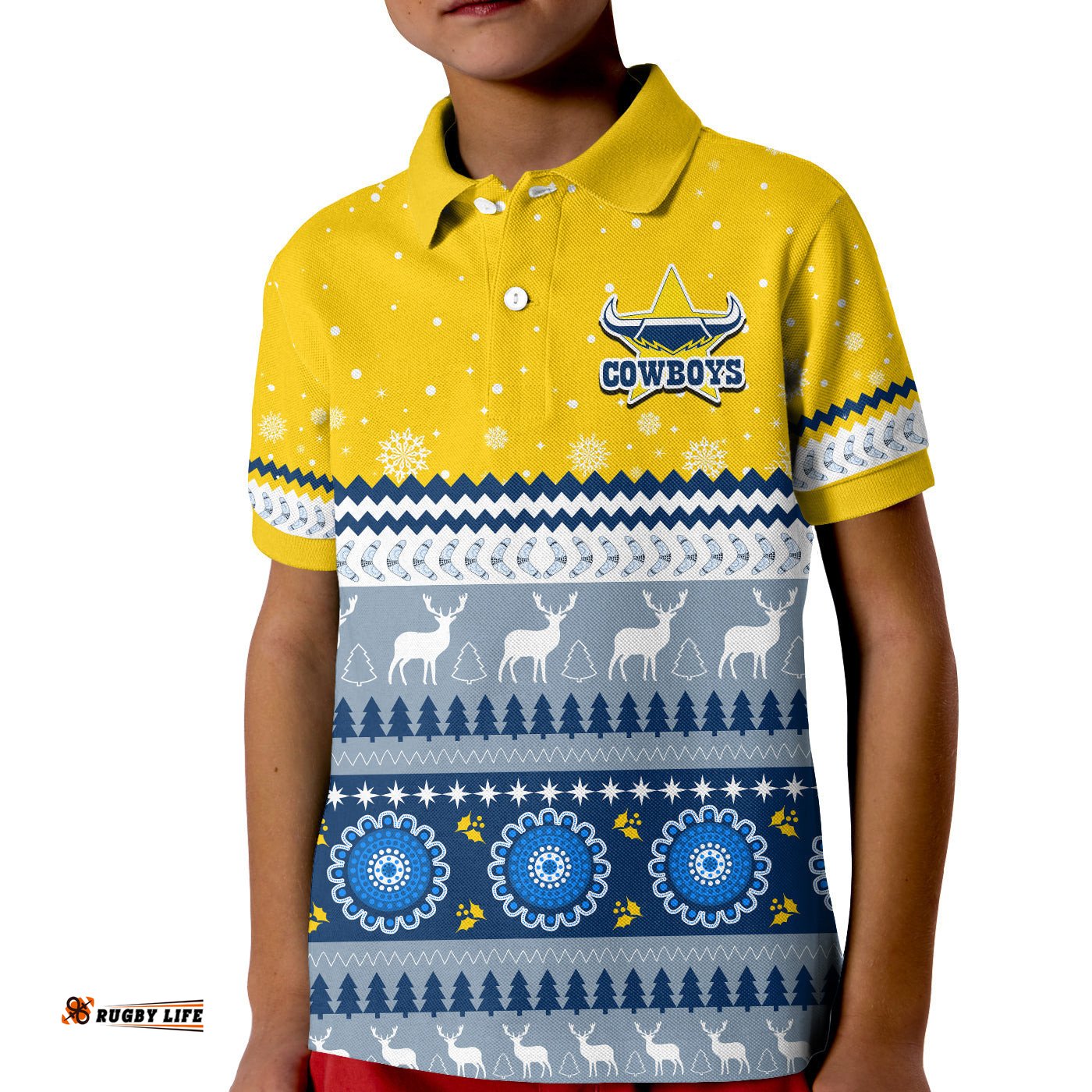 Cowboys Aboriginal Polo Shirt KID Christmas North Queensland