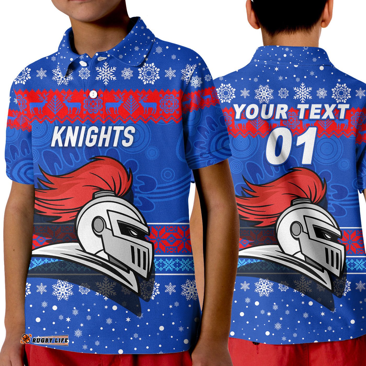 Custom Personalised Newcastle Knights Polo Shirt KID Christmas Simple Style