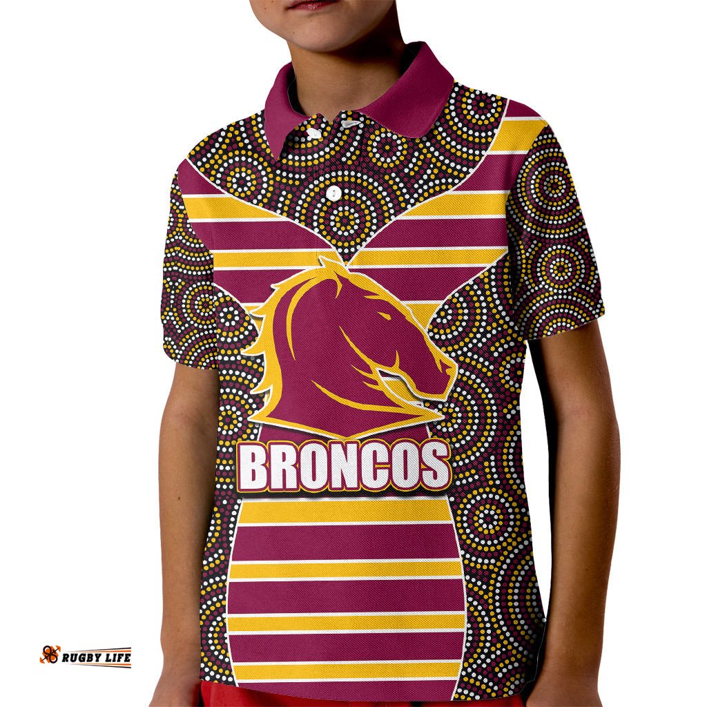 NRL - Boncos Kid Polo Shirt Mix Dot Aboriginal