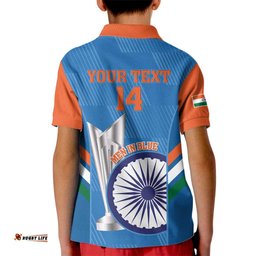 Custom India Cricket Kid Polo Shirt 2nd Champions World Cup Men In Blue
