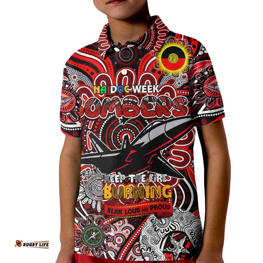 Custom Essendon Bombers NAIDOC Week 2024 Kid Polo Shirt Mascot Football