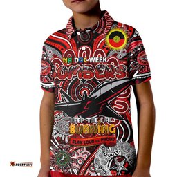 Custom Essendon Bombers NAIDOC Week 2024 Kid Polo Shirt Mascot Football