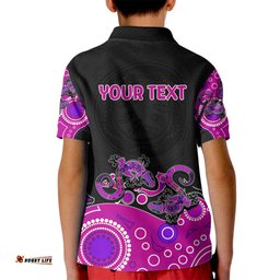 Australia Aboriginal Kid Polo Shirt Lizard Pink
