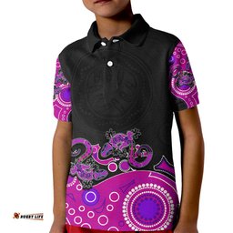 Australia Aboriginal Kid Polo Shirt Lizard Pink