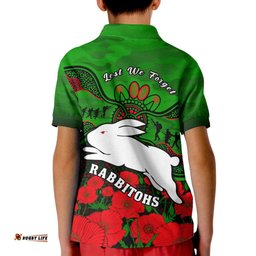 Rabbitohs Rugby ANZAC Polo Shirt KID South Sydney Camouflage Poppy Aboriginal