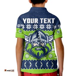 Custom Personalised Raiders Christmas Polo Shirt KID The Green Machine Aboriginal Art Merry Xmas