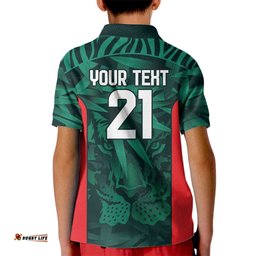 Royal Bengal Tiger Bangladesh Cricket Custom Kid Polo Shirt The Red and Green Version