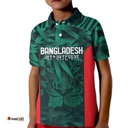 Royal Bengal Tiger Bangladesh Cricket Custom Kid Polo Shirt The Red and Green Version