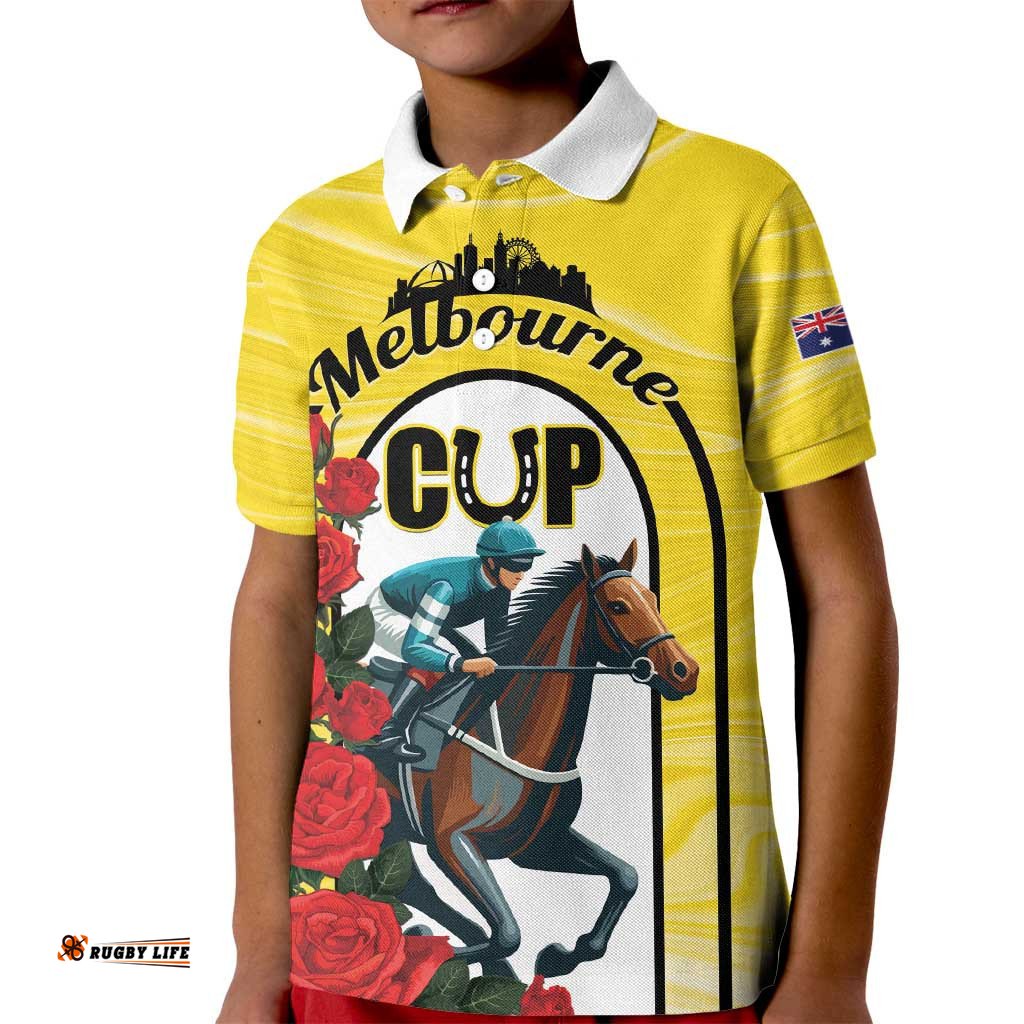 Personalised Melbourne Horse Racing Kid Polo Shirt The Race That Stops The Nation
