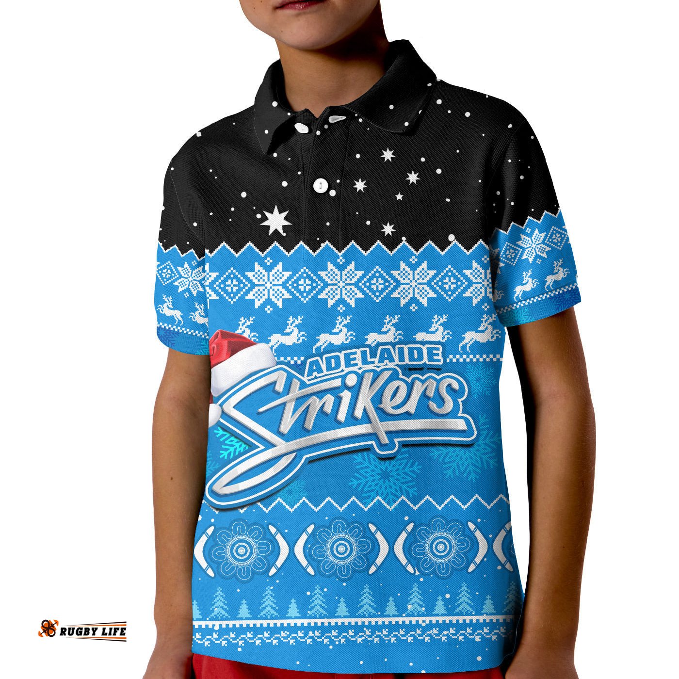 Custom Personalised Adelaide Strikers Cricket Polo Shirt KID Aboriginal Merry Christmas