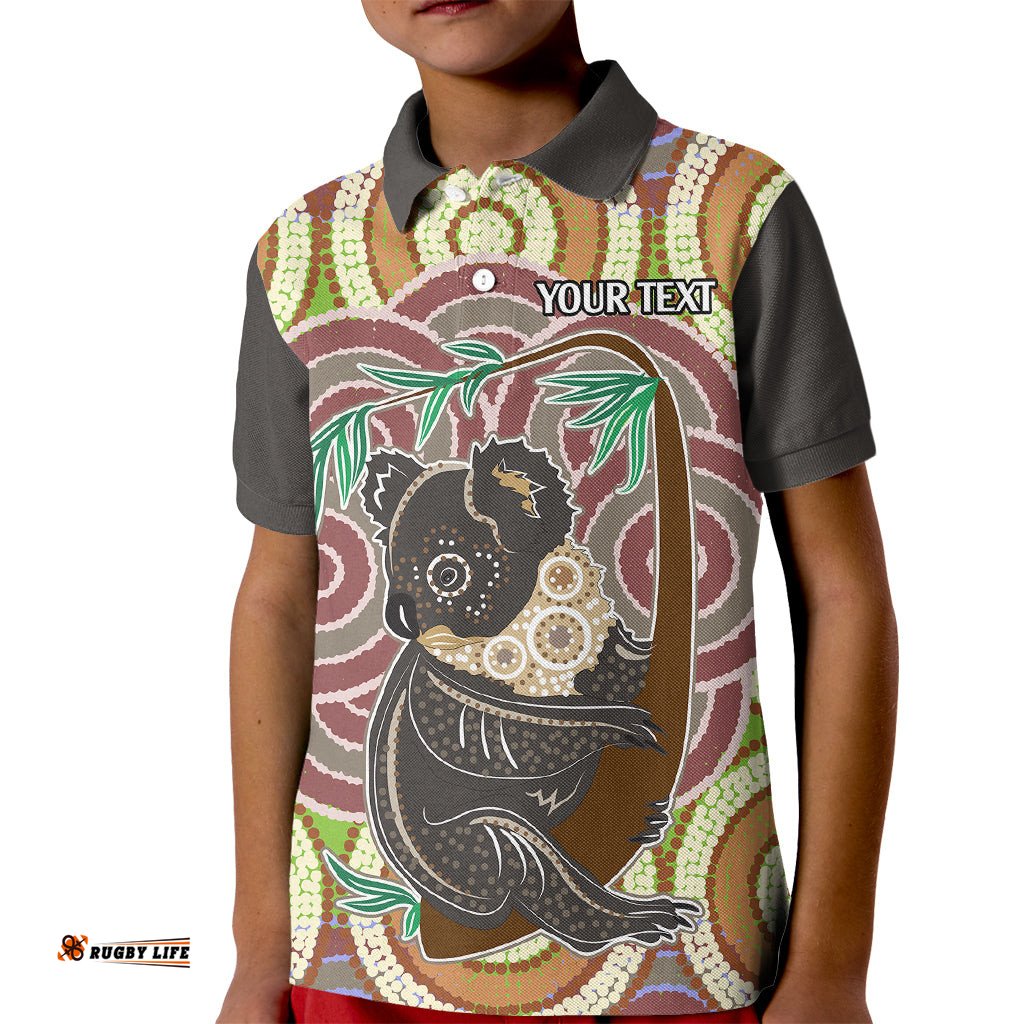 Personalised Australia Koala Kid Polo Shirt Aboriginal