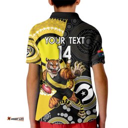 Custom AFL Richmond NAIDOC Week Kid Polo Shirt Keep The Fire Burning Indigenous Art