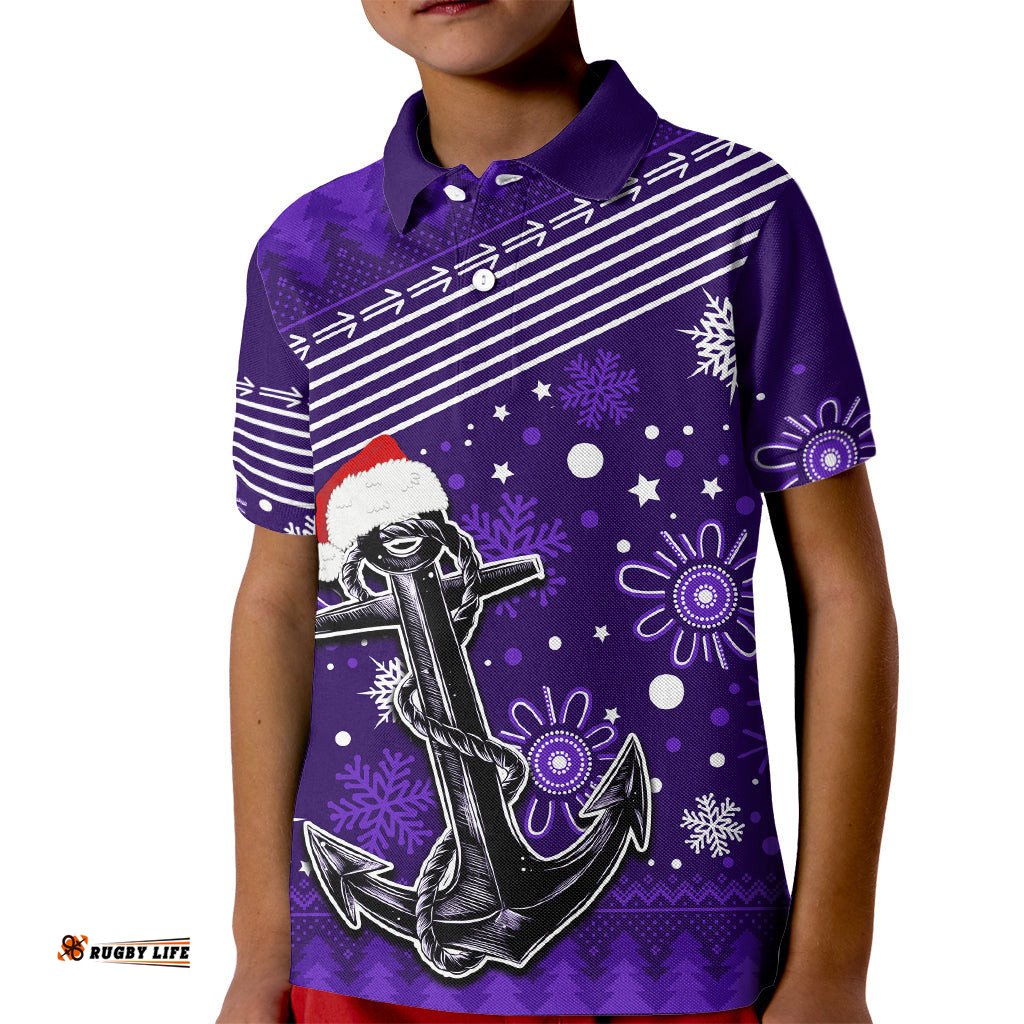 Custom Fremantle Dockers Football Kid Polo Shirt Christmas Vibe-
