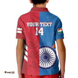 Custom India And England Cricket Kid Polo Shirt 2024 Together Dynamic Version