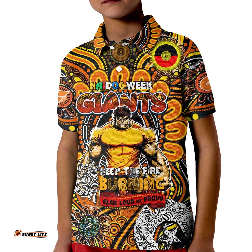 Custom GWS Giants NAIDOC Week 2024 Kid Polo Shirt Mascot Football