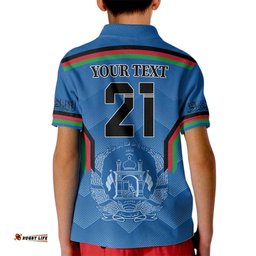 Custom Afghanistan Cricket Kid Polo Shirt Afghan Coat Of Arm with Special Flag