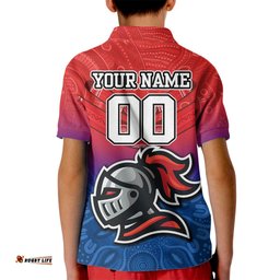 Custom Knights PermierKid Polo Shirt NRL Mascot with Aboriginal