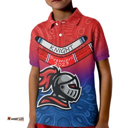 Custom Knights PermierKid Polo Shirt NRL Mascot with Aboriginal