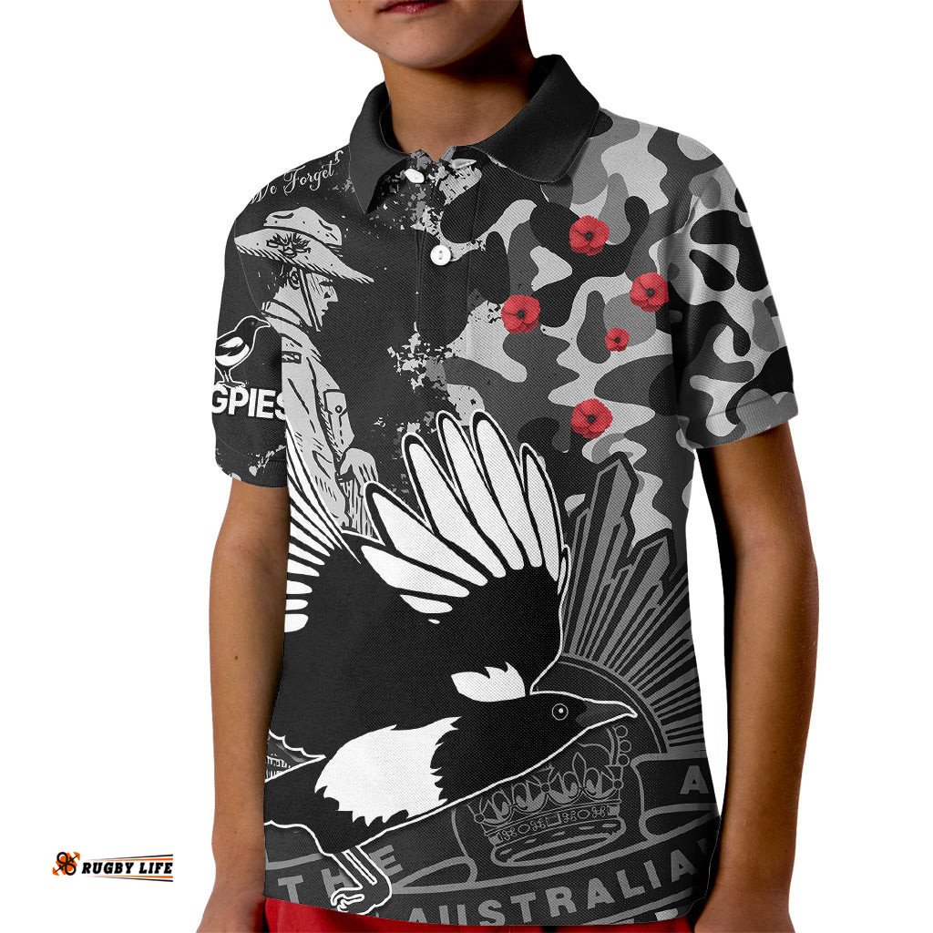 AFL ANZACMagpies Kid Polo Shirt Camouflage