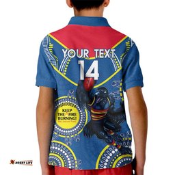 Custom AFL Crows NAIDOC Week Kid Polo Shirt Keep The Fire Burning Indigenous Art