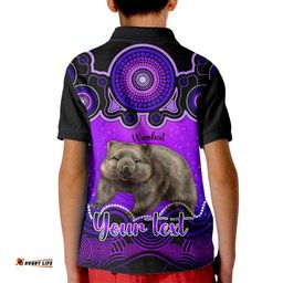 Personalised Australia Taurus Wombat Zodiac Kid Polo Shirt Auz Astrology Aboriginal - Purple