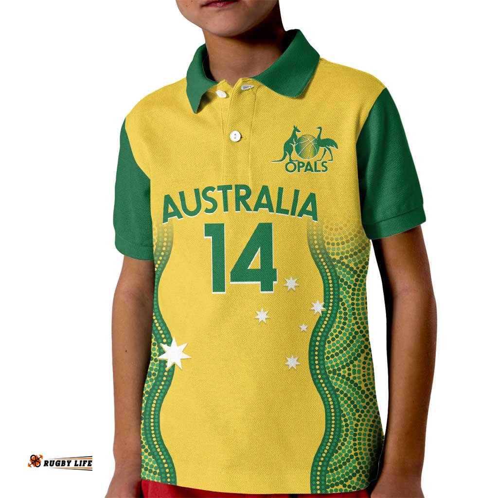 Custom Australia Opals Kid Polo Shirt Indigenous Art