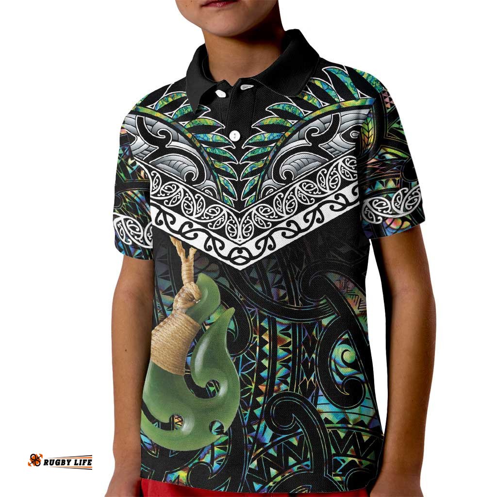 Personalised Maori Manaia Kid Polo Shirt New Zealand Tribal Hei Matau Papua Shell