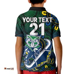 Custom Text And Number NRL Combine Warriors and Cowboys Kid Polo Shirt Aboriginal