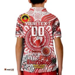 Custom Sydney Swans NAIDOC Week 2024 Kid Polo Shirt Mascot Football