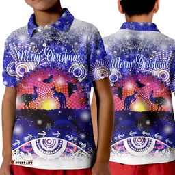 Australian Indigenous Flag Christmas Polo Shirt KID Original Style - Blue