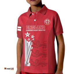 Custom England Cricket Kid Polo Shirt 3rd Champions World Cup Proud