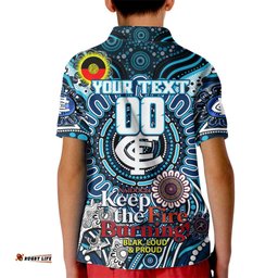 Custom Carlton Blues NAIDOC Week 2024 Kid Polo Shirt Mascot Football