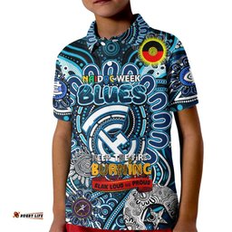 Custom Carlton Blues NAIDOC Week 2024 Kid Polo Shirt Mascot Football