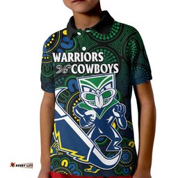 NRL Combine Warriors and Cowboys Kid Polo Shirt Aboriginal
