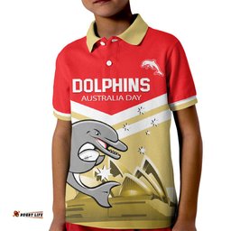 Custom Australia Day Dolphins Kid Polo Shirt NRL 2024 With Sydney Opera House