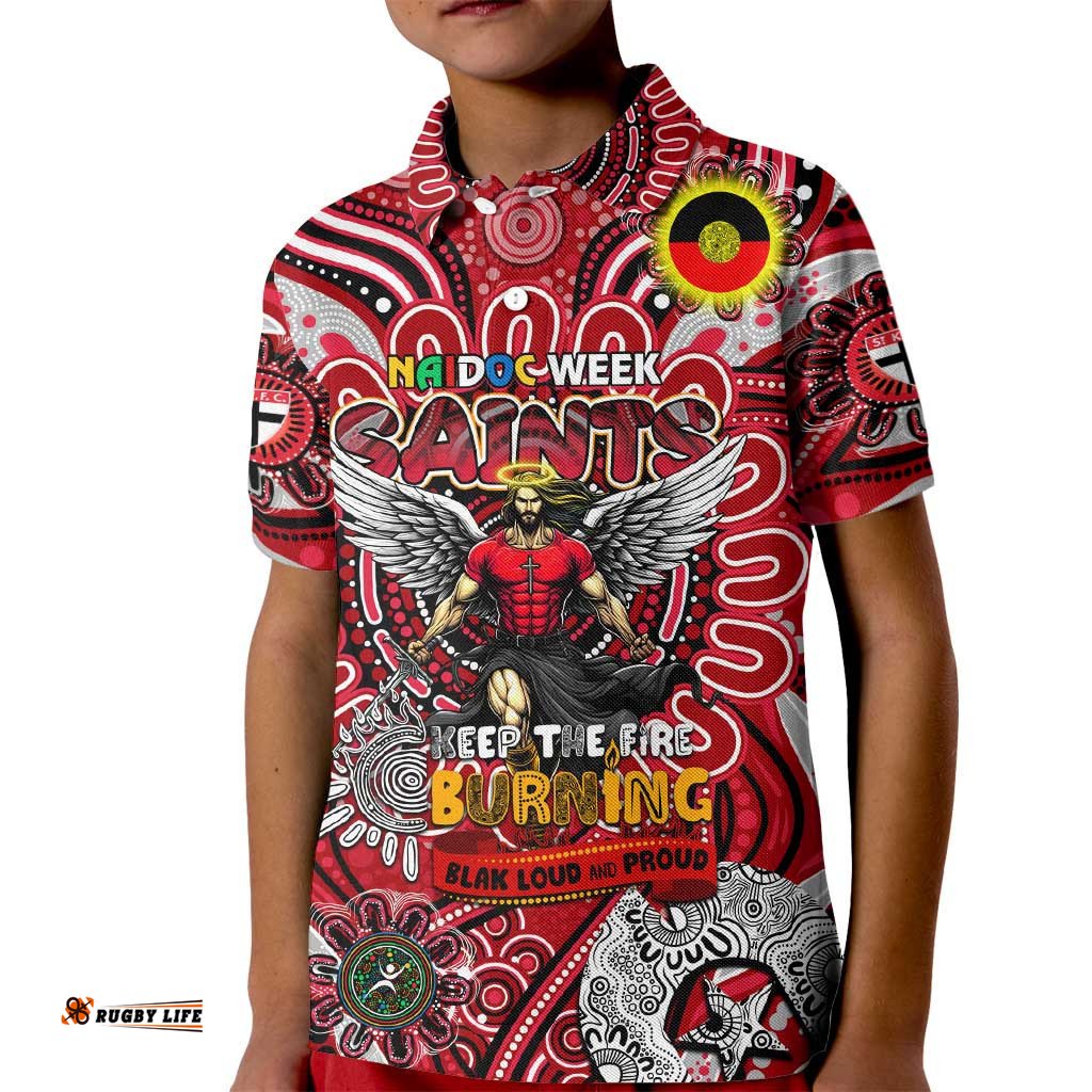 Custom St Kilda Saints NAIDOC Week 2024 Kid Polo Shirt Mascot Football