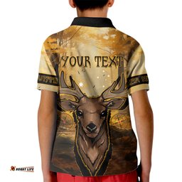 Personalised Deer Hunting Kid Polo Shirt Forest Vibes