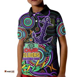 Dockers Football Aboriginal Art Kid Polo Shirt NAIDOC Indigenous Tribal