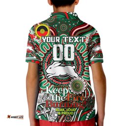 Custom NAIDOC Week 2024 Rabbitohs Kid Polo Shirt Mascot Rugby