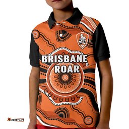 Brisbane Roar Football Polo Shirt KID Go Lions Aboriginal