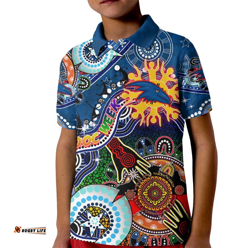 Custom NAIDOC Week 2024 Adelaide Crows Kid Polo Shirt Australia Aboriginal Dot Painting