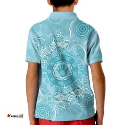 Blue Australia Lizard With Aboriginal Art Kid Polo Shirt