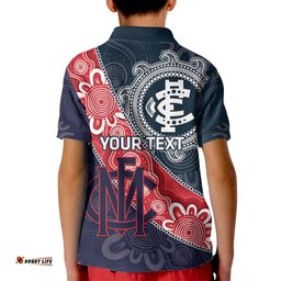 Personalised Demons And Blues Football Kid Polo Shirt Aboriginal Art