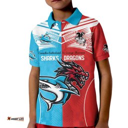Custom Sharks-Dragons Rugby Kid Polo Shirt With Sporty Style