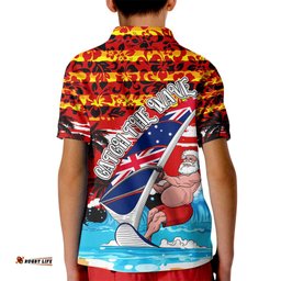 Australia Surfing Christmas Kid Polo Shirt Catch The Wave