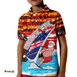 Australia Surfing Christmas Kid Polo Shirt Catch The Wave
