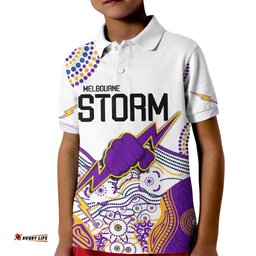 Melbourne StormKid Polo Shirt Special NRL Rugby Indigenous Aboriginal